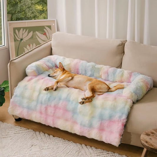 Plush Dog Bed Soft Plush Dog Pad, Sofa Couch Pet Furniture Protector Cover, Washable, Blanket Cushion Dog Kennel